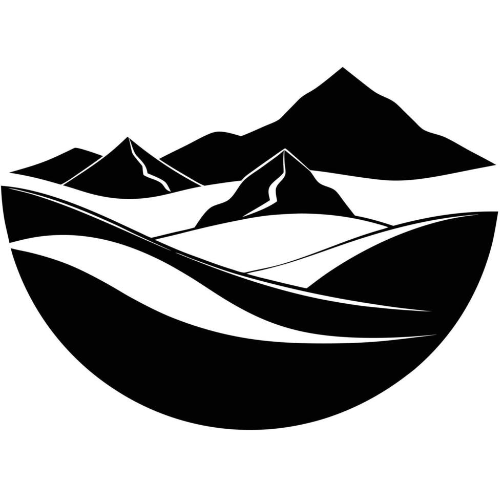 Mountain And Hills Black Silhouette vector