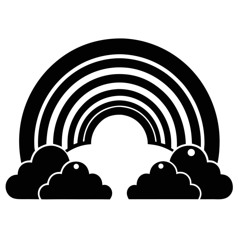 Rainbow With Clouds Black Silhouette vector