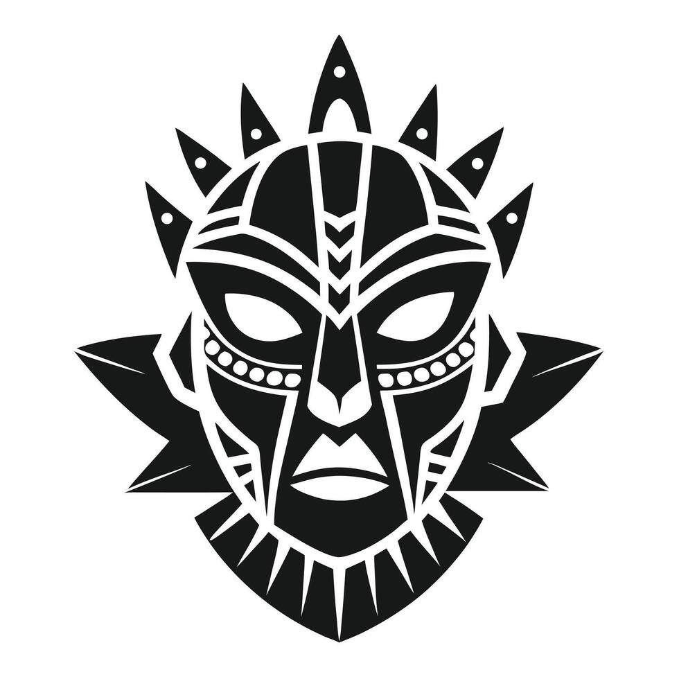 Black Ornate Tribal Ethnic Mask Design vector