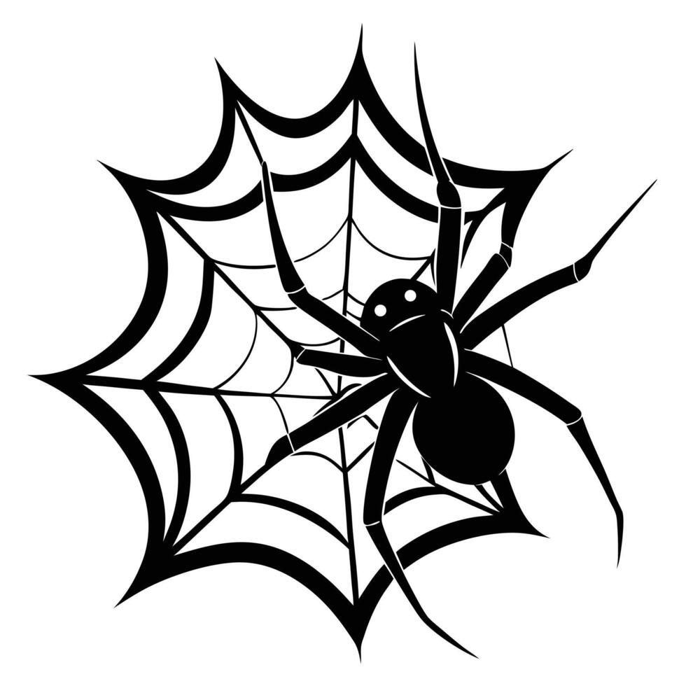 Spider Web Spooky Arachnid Black Silhouette vector