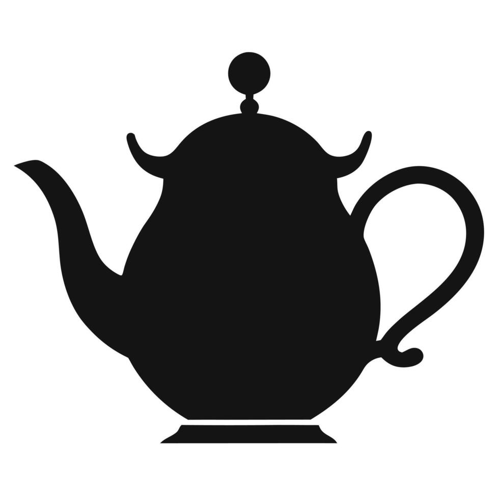 Elegant Black Teapot Silhouette Illustration vector