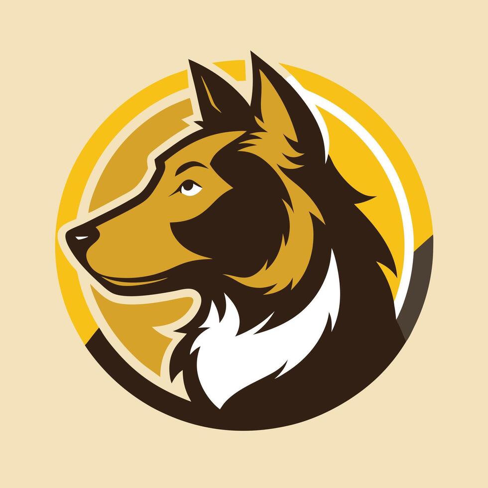 Dog Head Illustration In Circle vector
