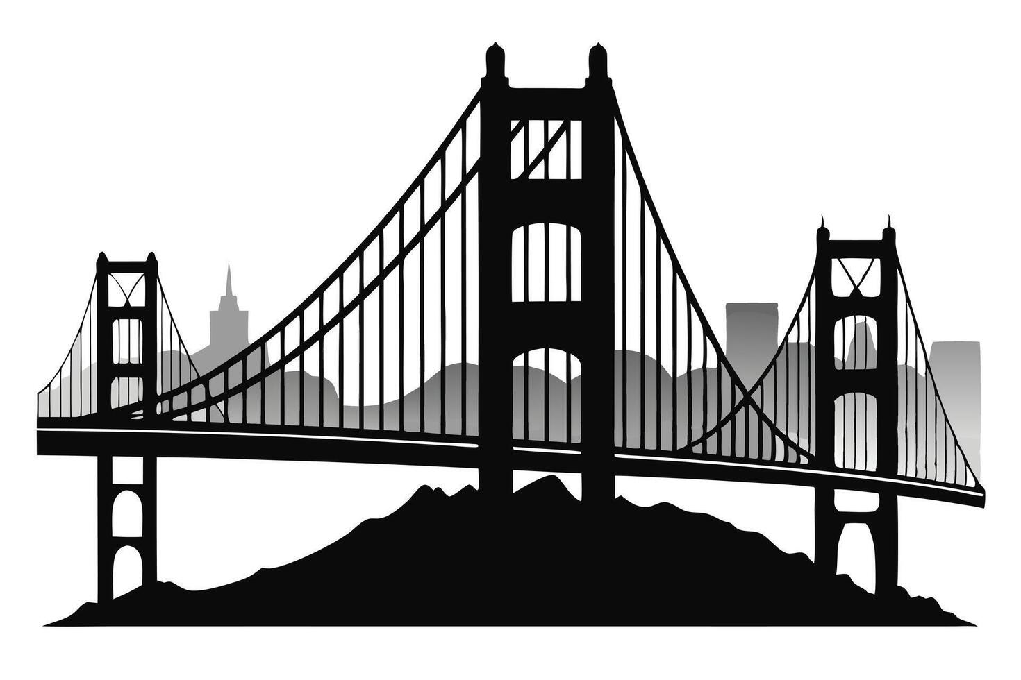 Golden Gate Bridge Silhouette Illustration vector