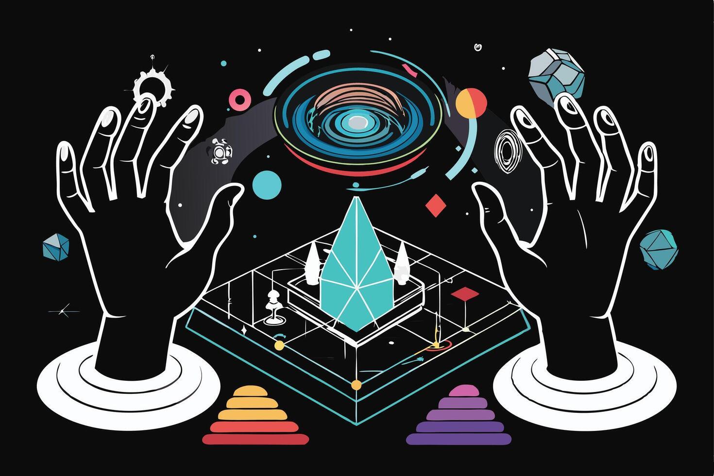Digital World Abstract Graphic Illustration vector