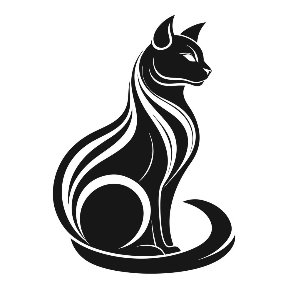 Elegant Stylized Black Cat Illustration vector
