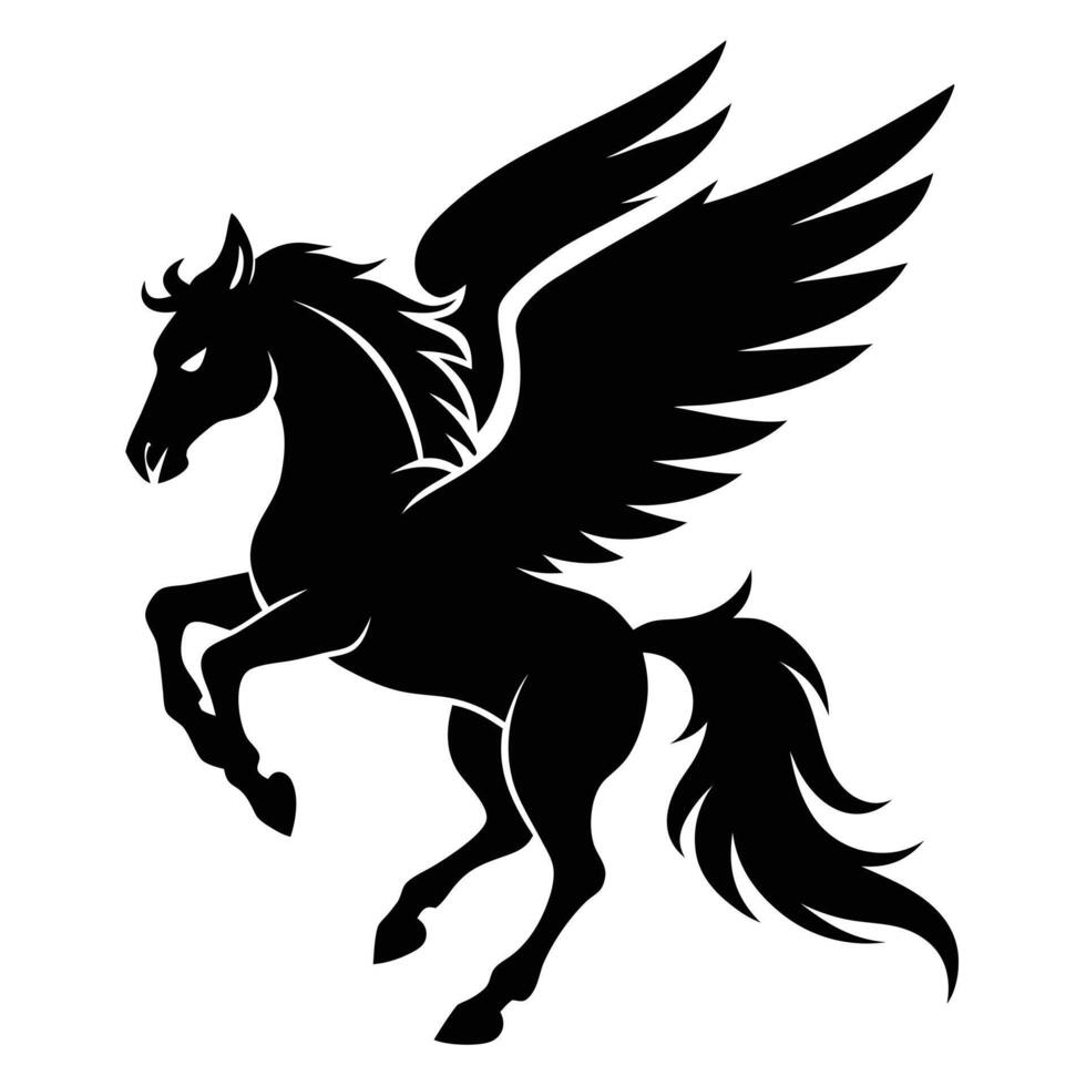 Black Silhouette Pegasus Illustration vector