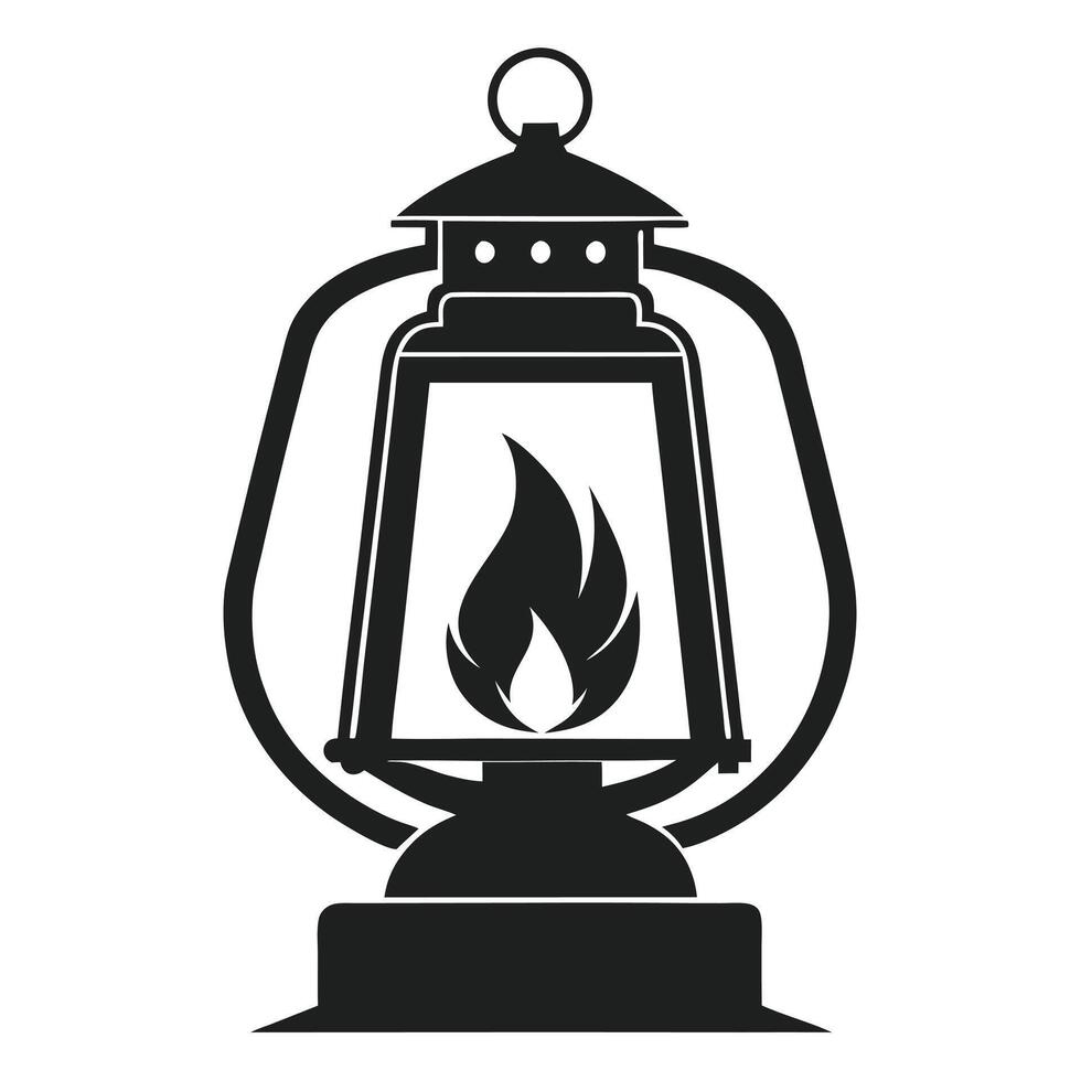 Black And White Camping Lantern vector