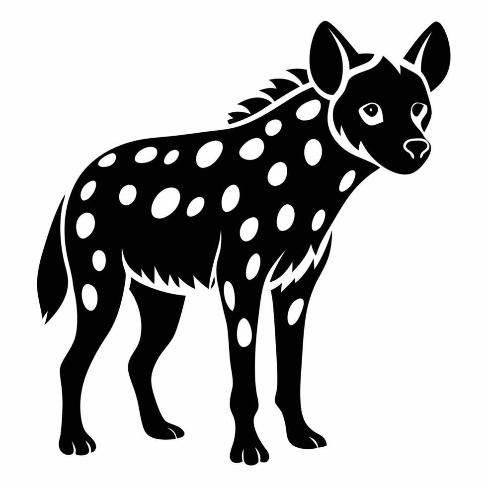 Hyena Spotted Animal Black And White vector