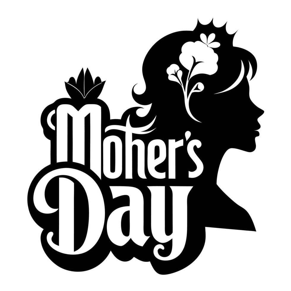 Mothers Day Silhouette Black And White vector