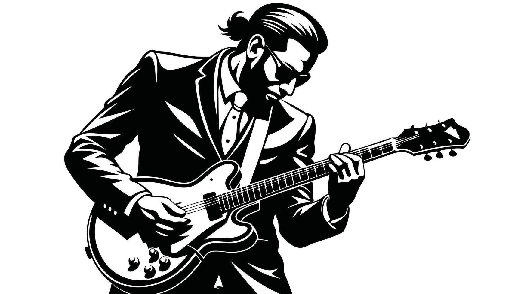 Man Playing Electric Guitar Illustration vector