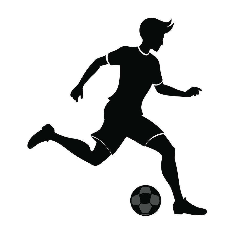 Soccer Player Kicks Ball Silhouette vector