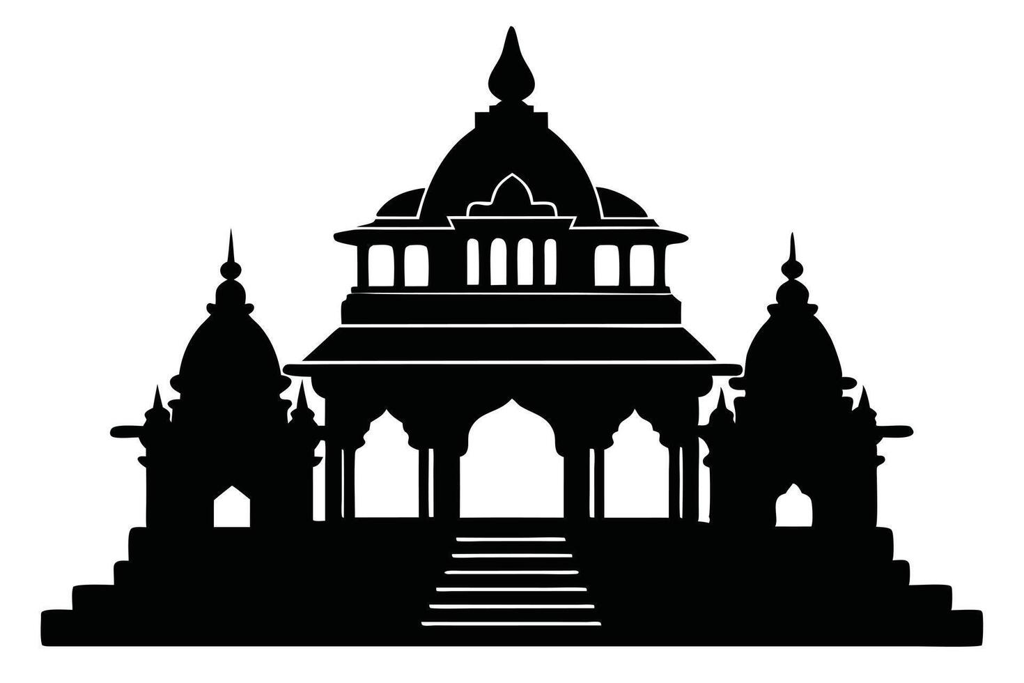 Silhouette Of Traditional Indian Temple Architecture vector