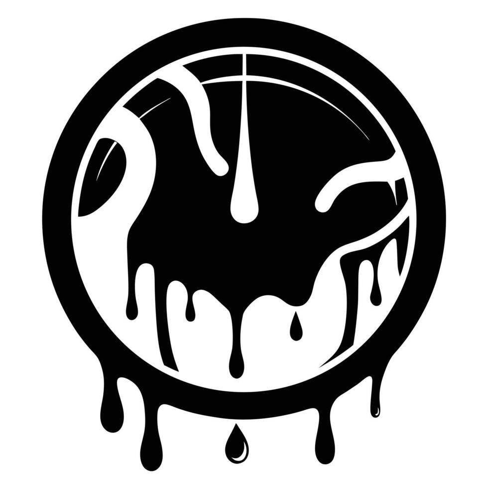 Melting Circle Illustration Black And White vector