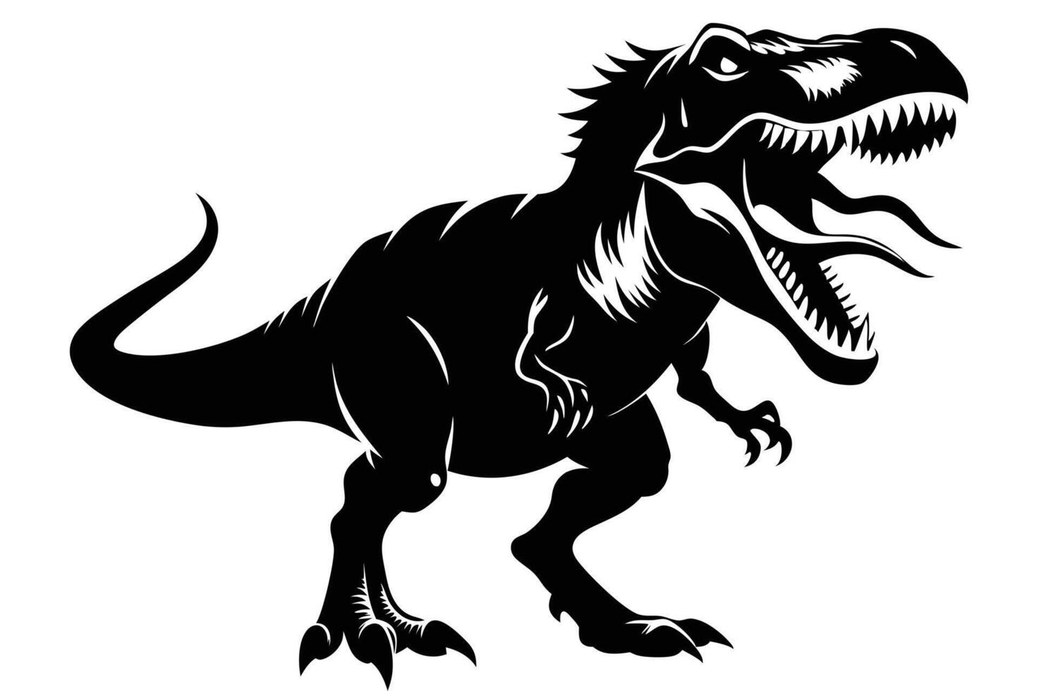 Black Silhouette Of Tyrannosaurus Rex vector