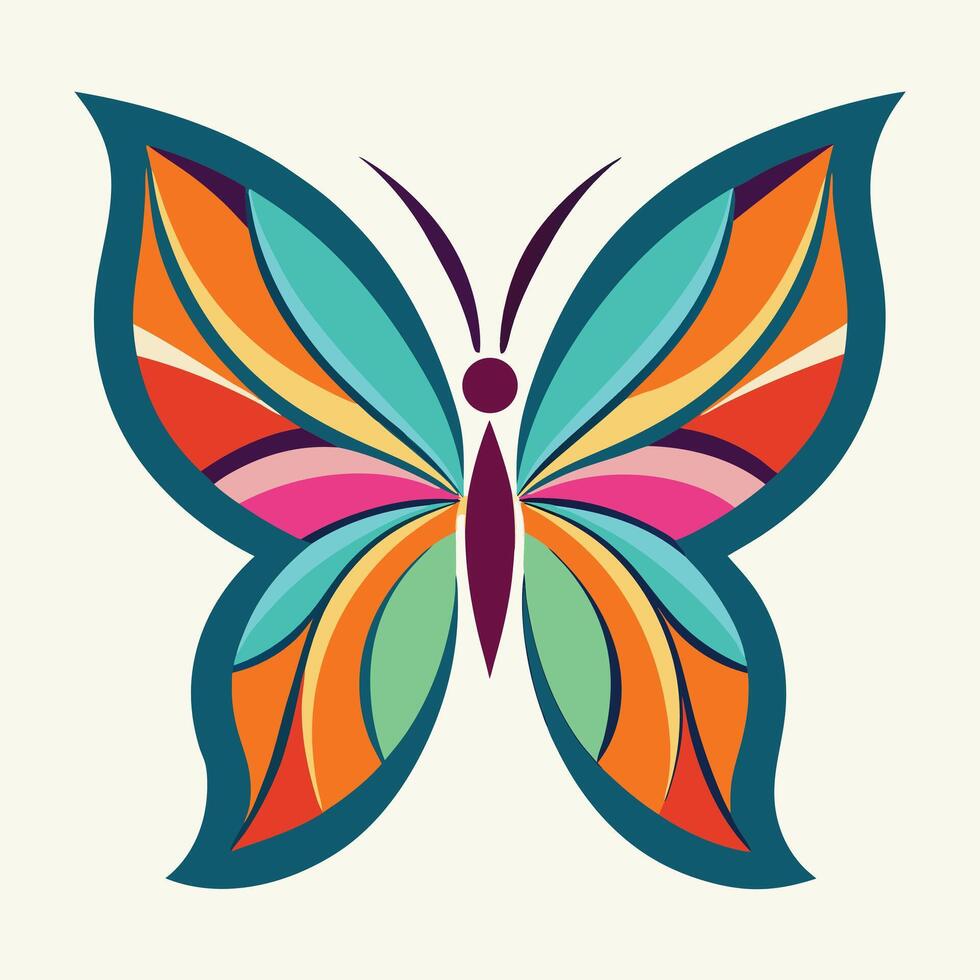 Colorful Butterfly With Patterned Wings vector