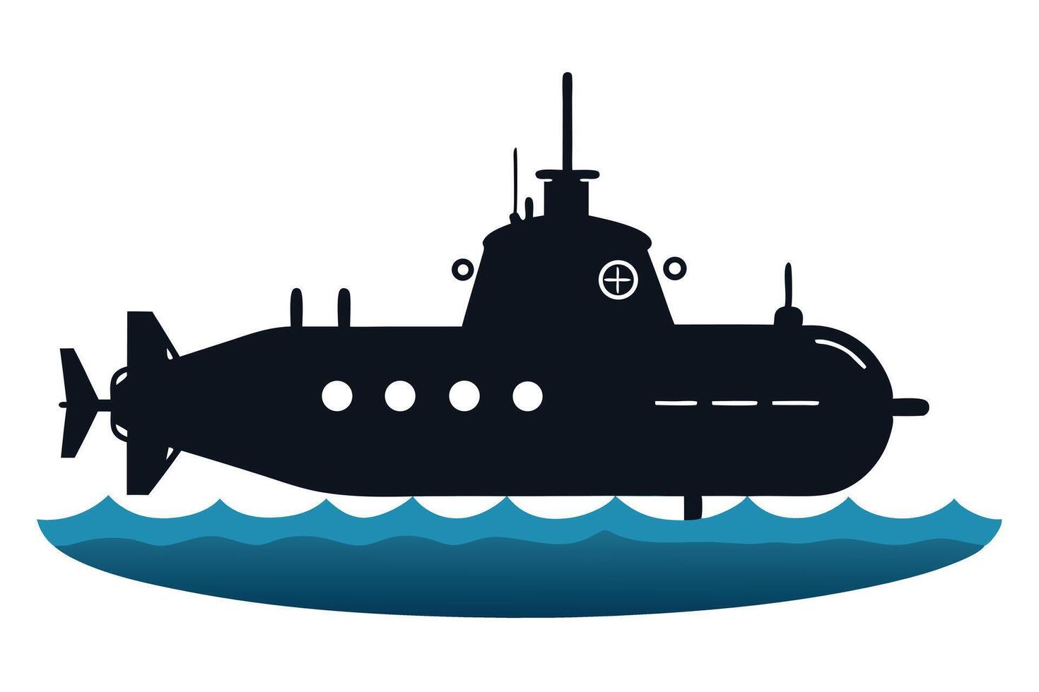 Submarine On The Sea Icon vector