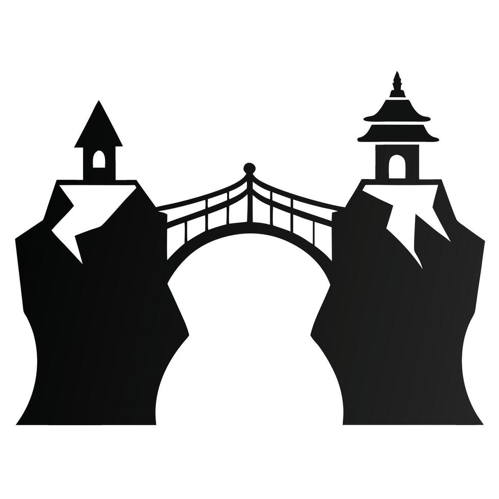 Silhouette Of An Arched Bridge Illustration vector