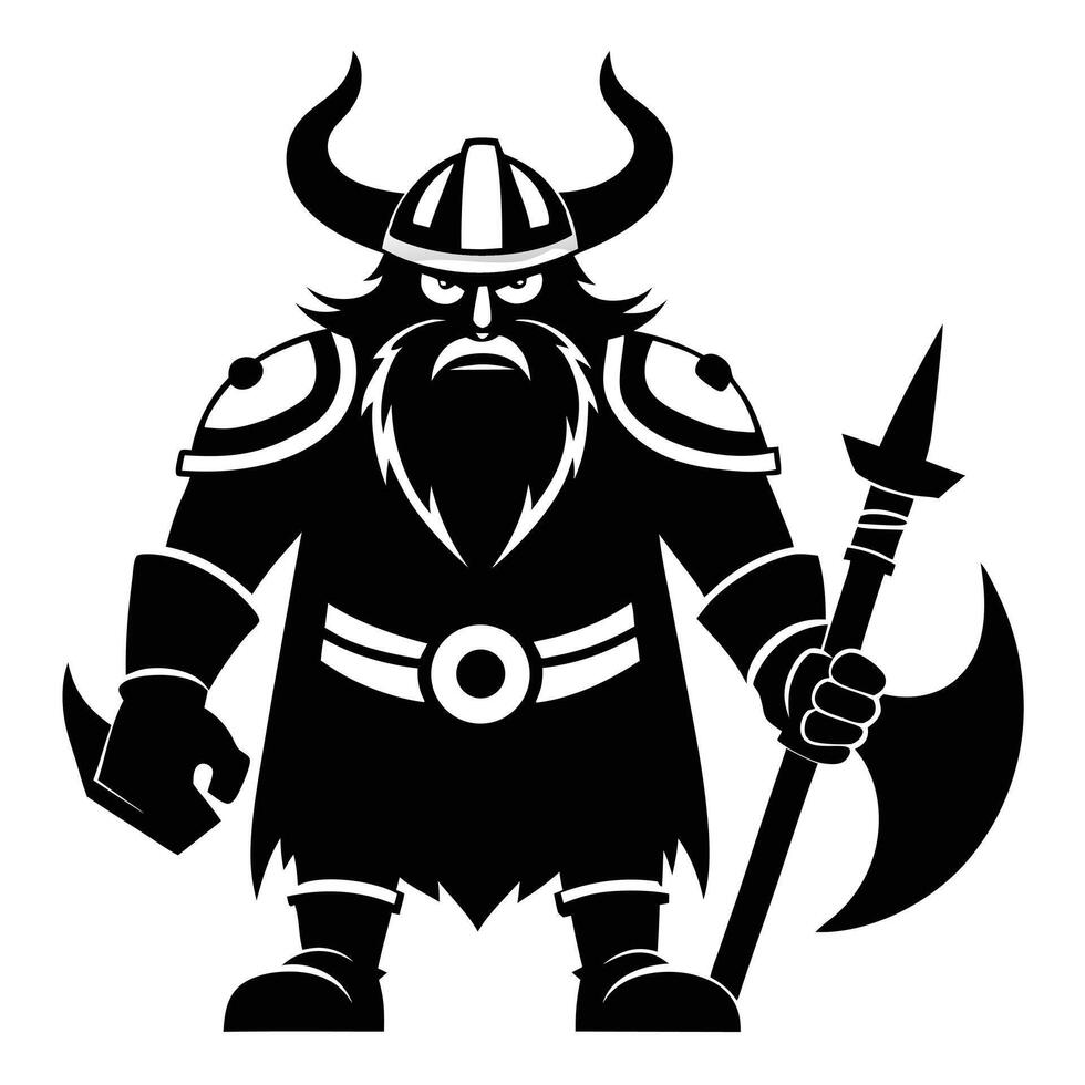 Cartoon Viking With Axe Silhouette vector