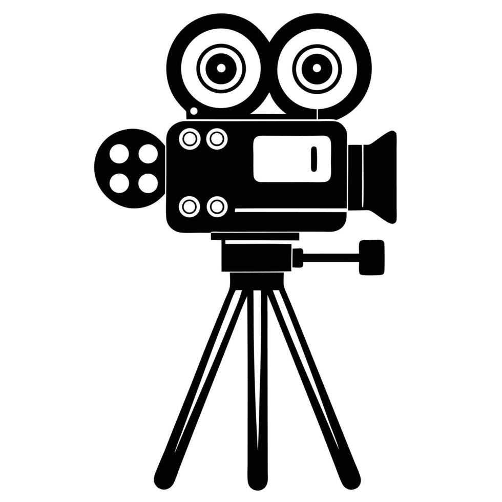 Black And White Movie Camera Icon vector