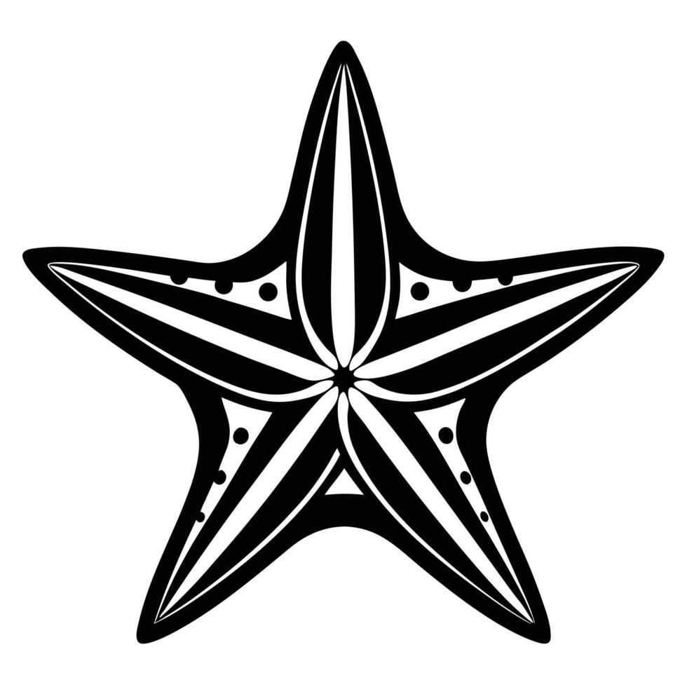Starfish Detailed Black And White Design vector