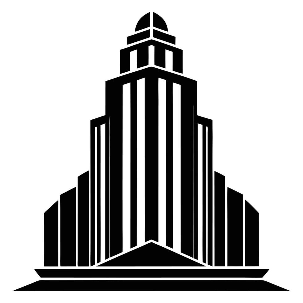 Black Building Art Deco Style vector