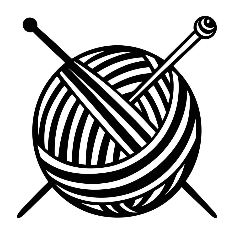 Ball Of Yarn With Knitting Needles vector