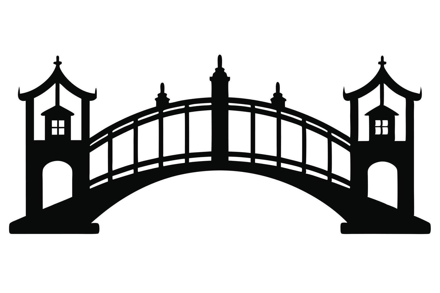 Silhouette Of An Oriental Style Bridge vector
