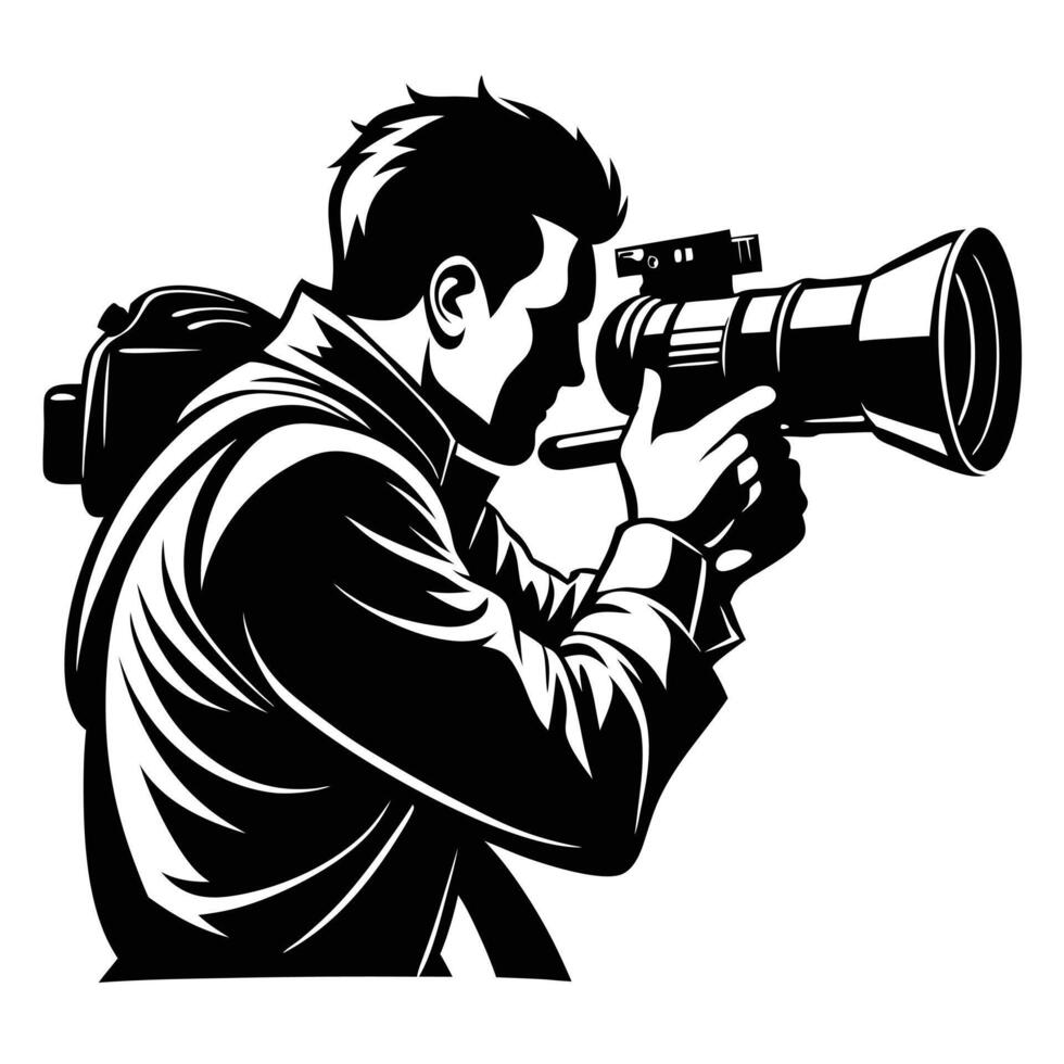 Photographer Taking Picture Black Illustration vector