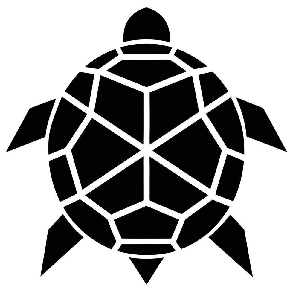 Simple Geometric Turtle Black And White vector