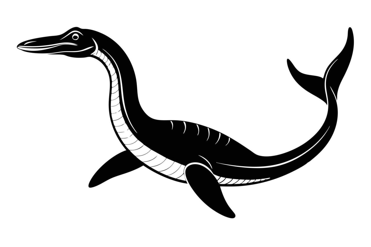 Black And White Plesiosaur Illustration vector