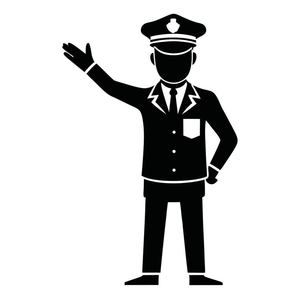 Silhouette Of A Police Officer Directing Traffic vector