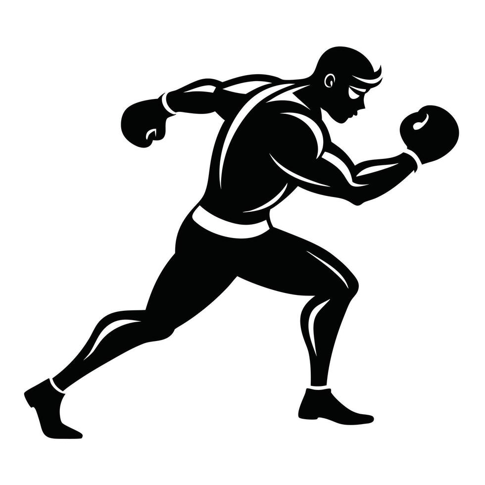 Silhouette Of A Boxer Attacking vector