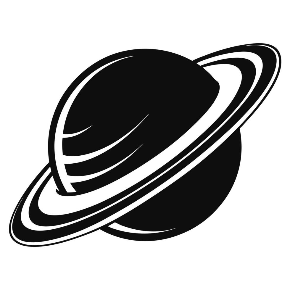 Saturn Planet Silhouette With Rings vector