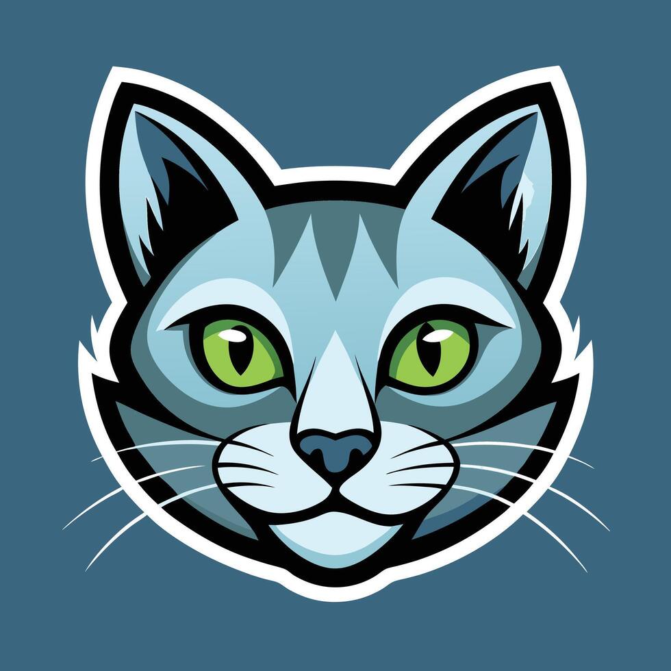 Stylized Cat Portrait On Blue Background vector