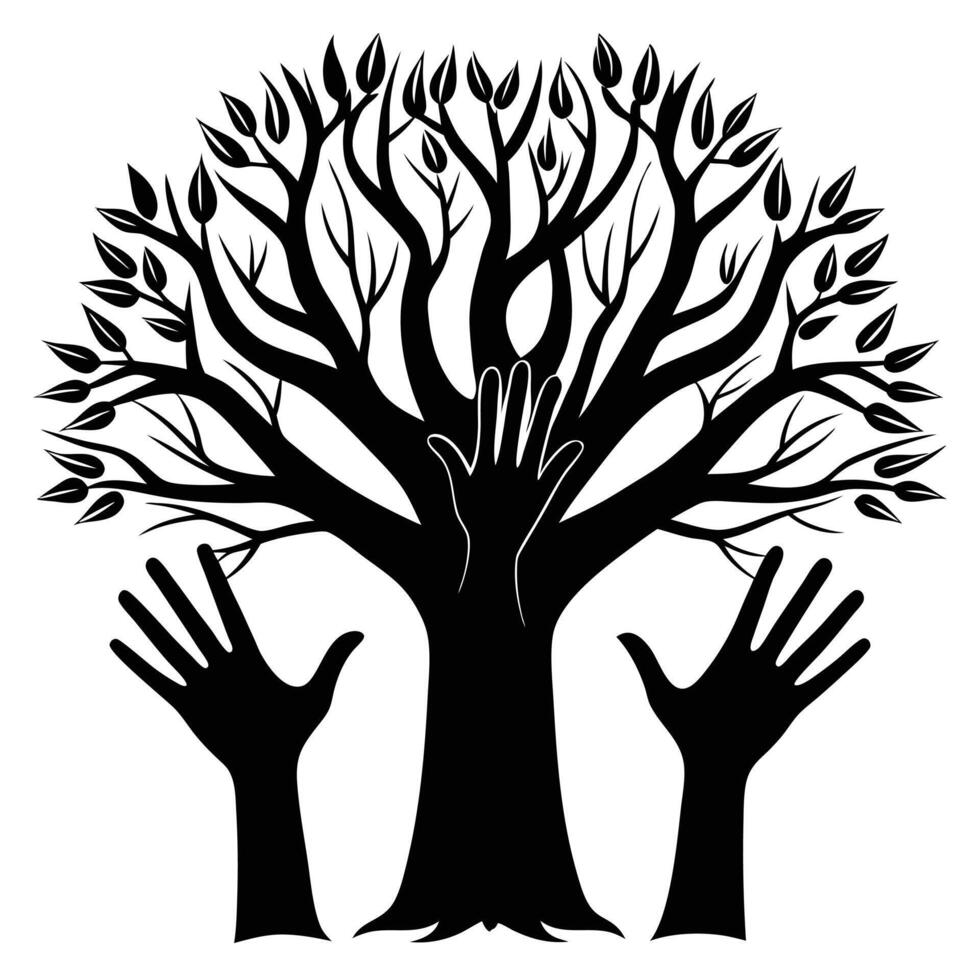 Helping Hands Tree Illustration Concept vector