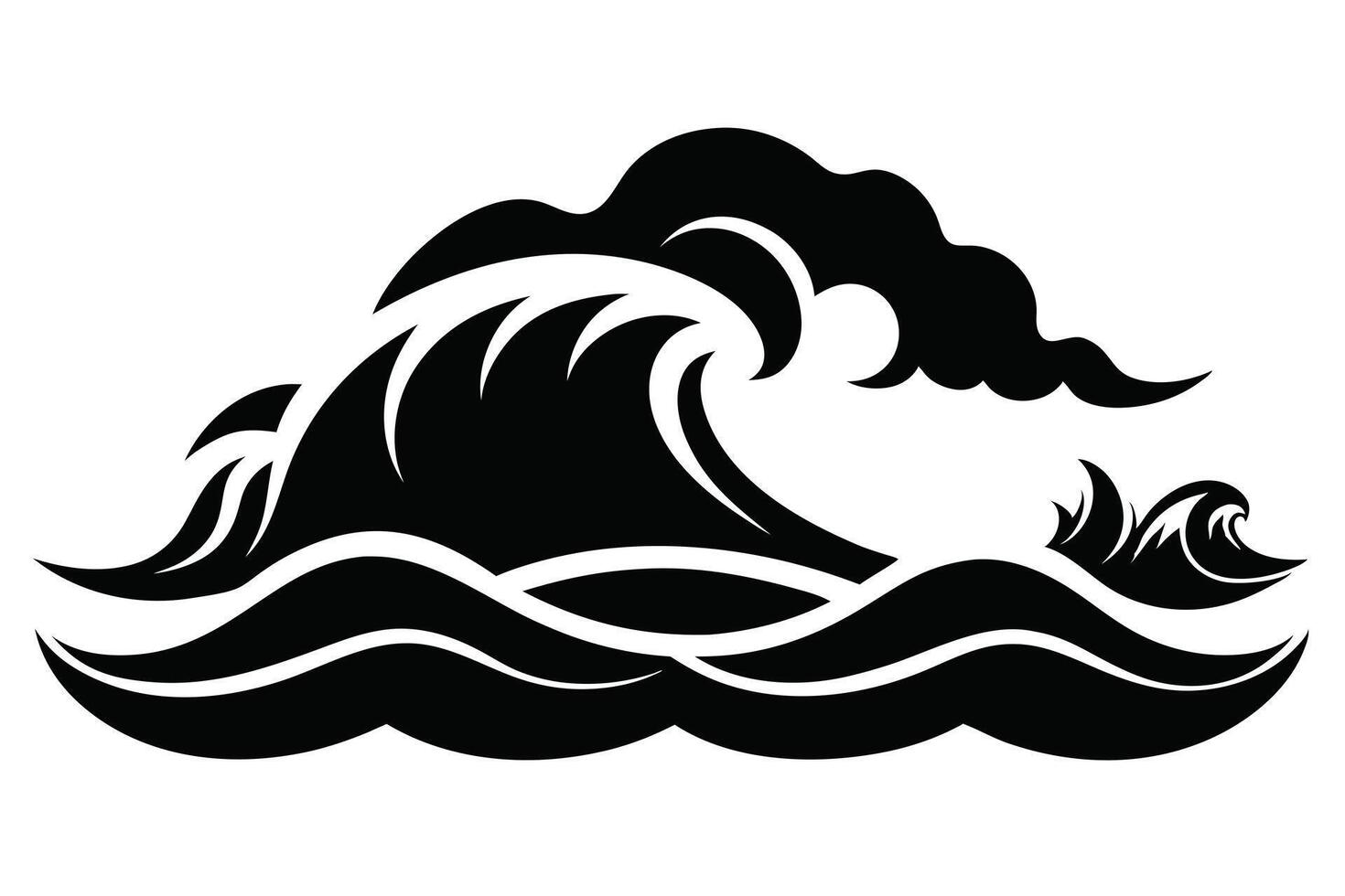 Ocean Wave Black And White Drawing vector