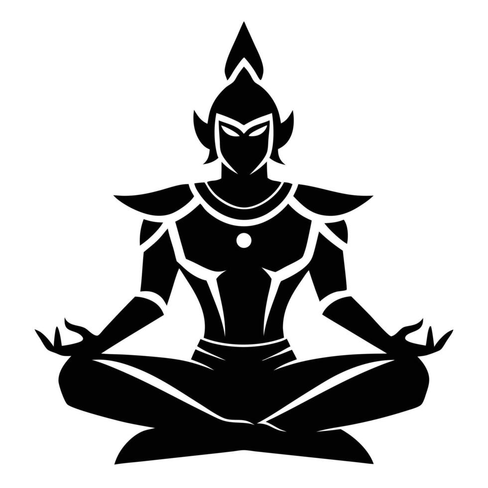 Thai Meditation Pose Silhouette vector