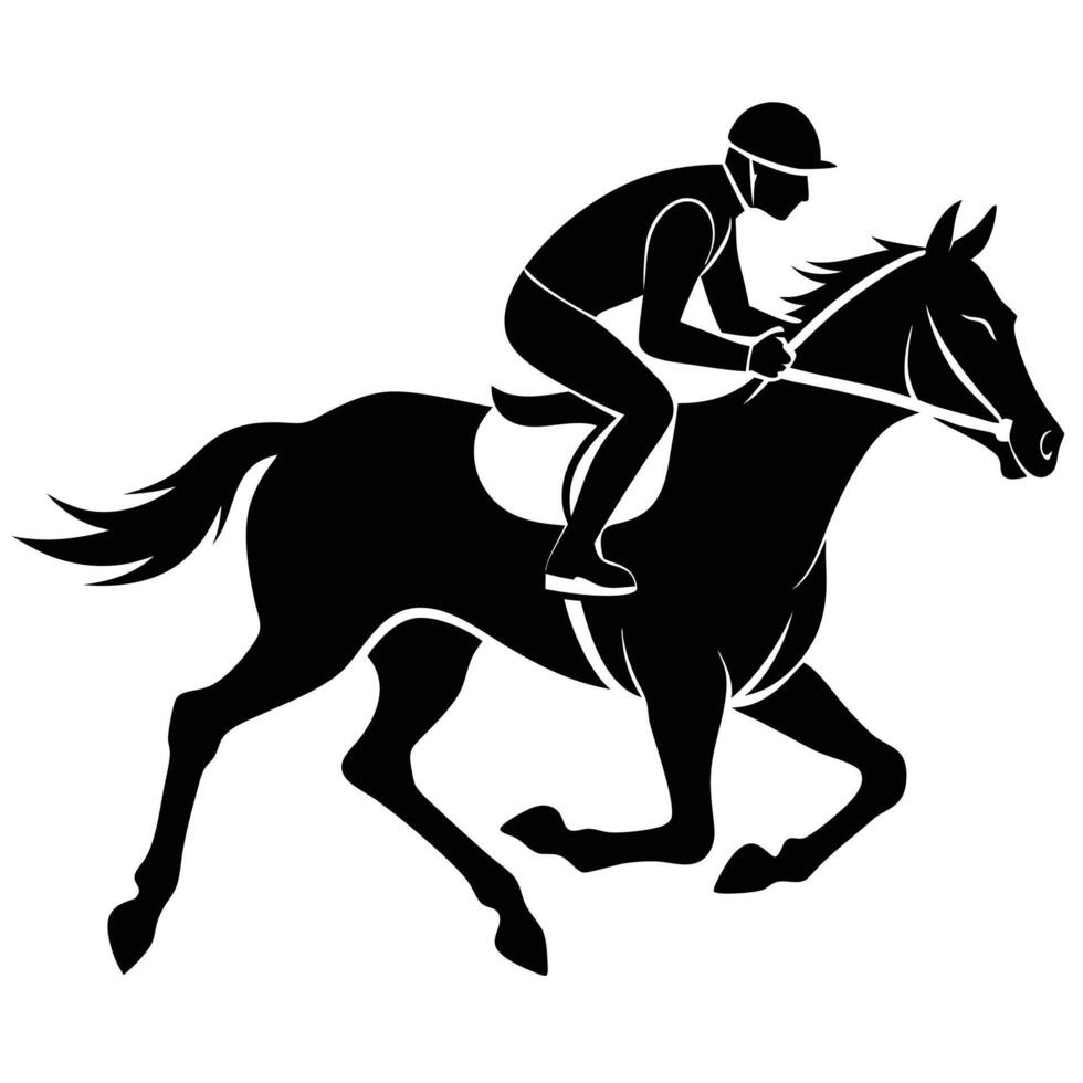 Horse And Jockey Black Silhouette vector