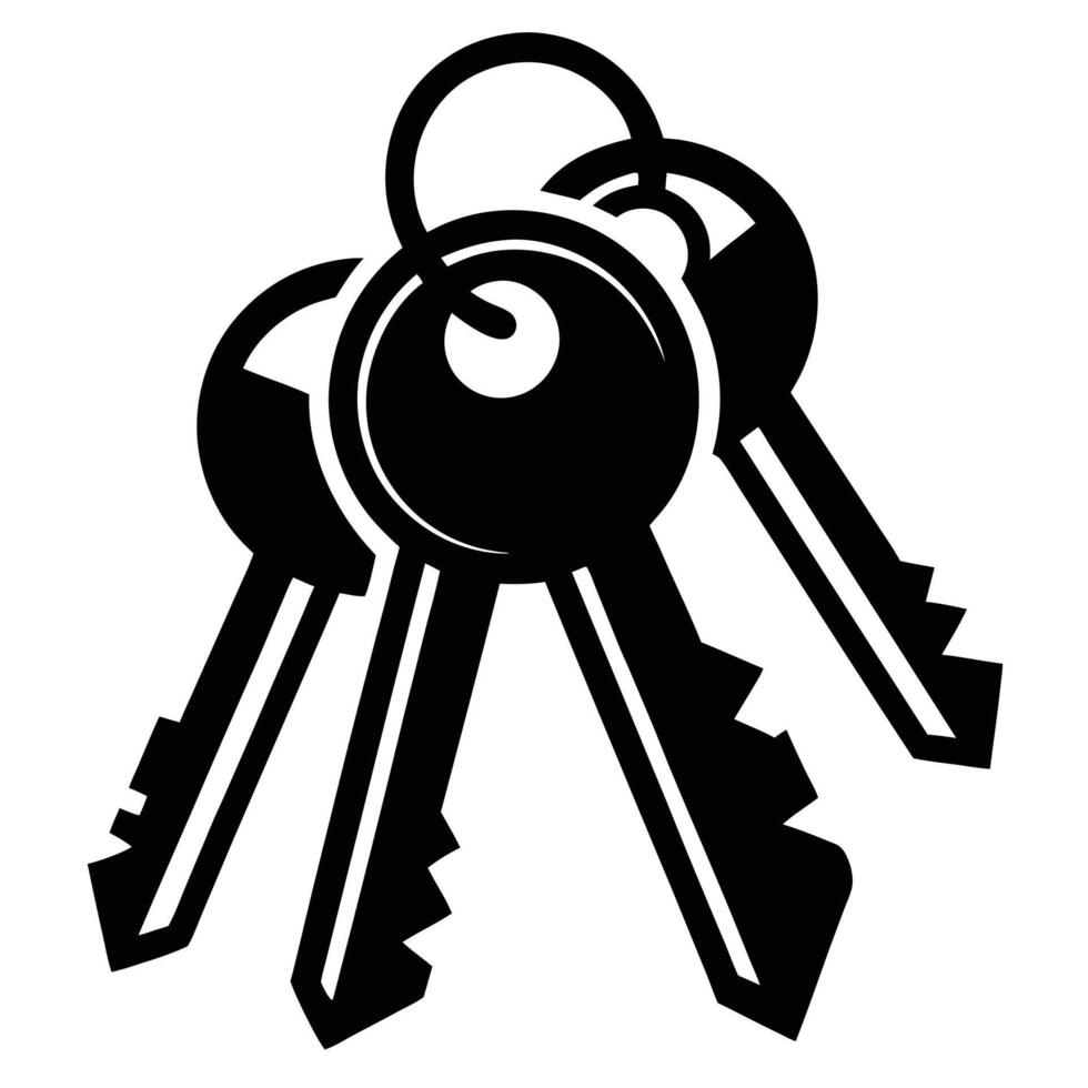 Three Keys Black And White Illustration vector