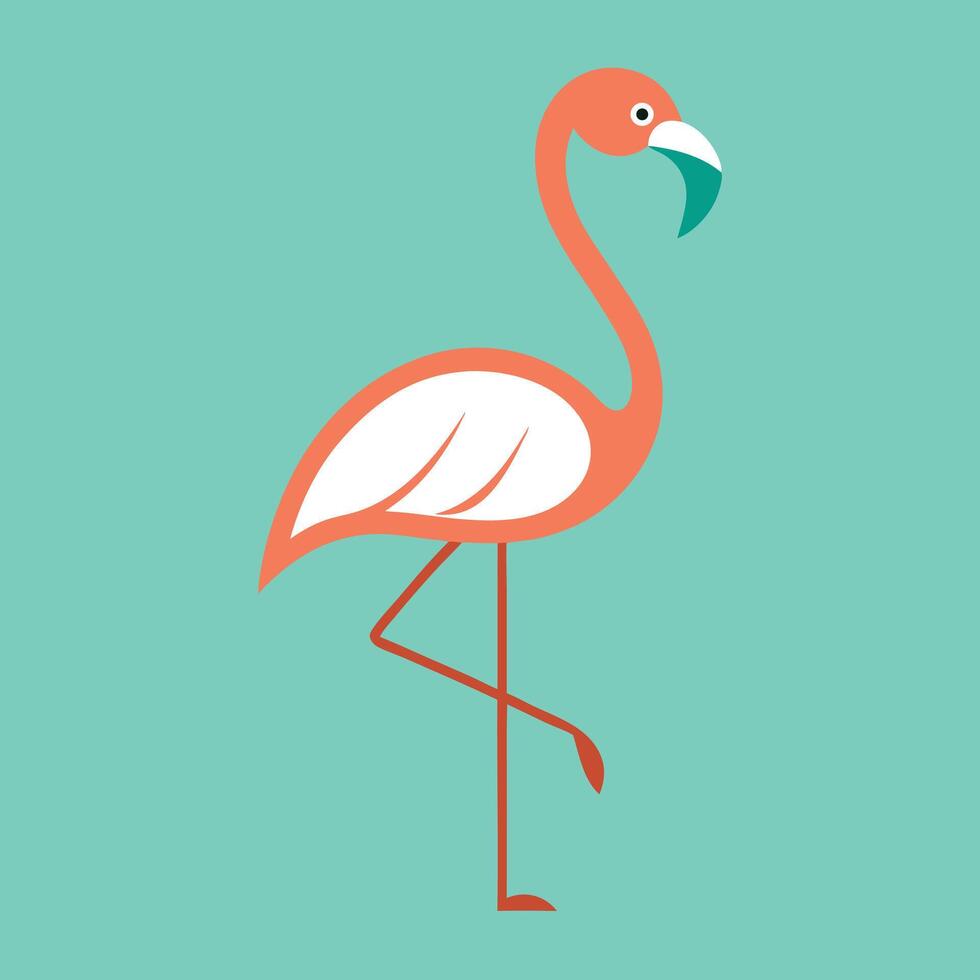 Elegant Flamingo On Green Background vector