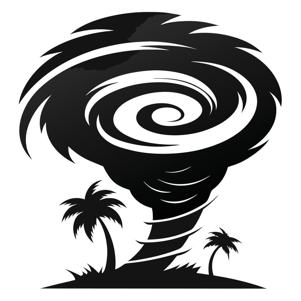 Hurricane Silhouette With Palm Trees vector