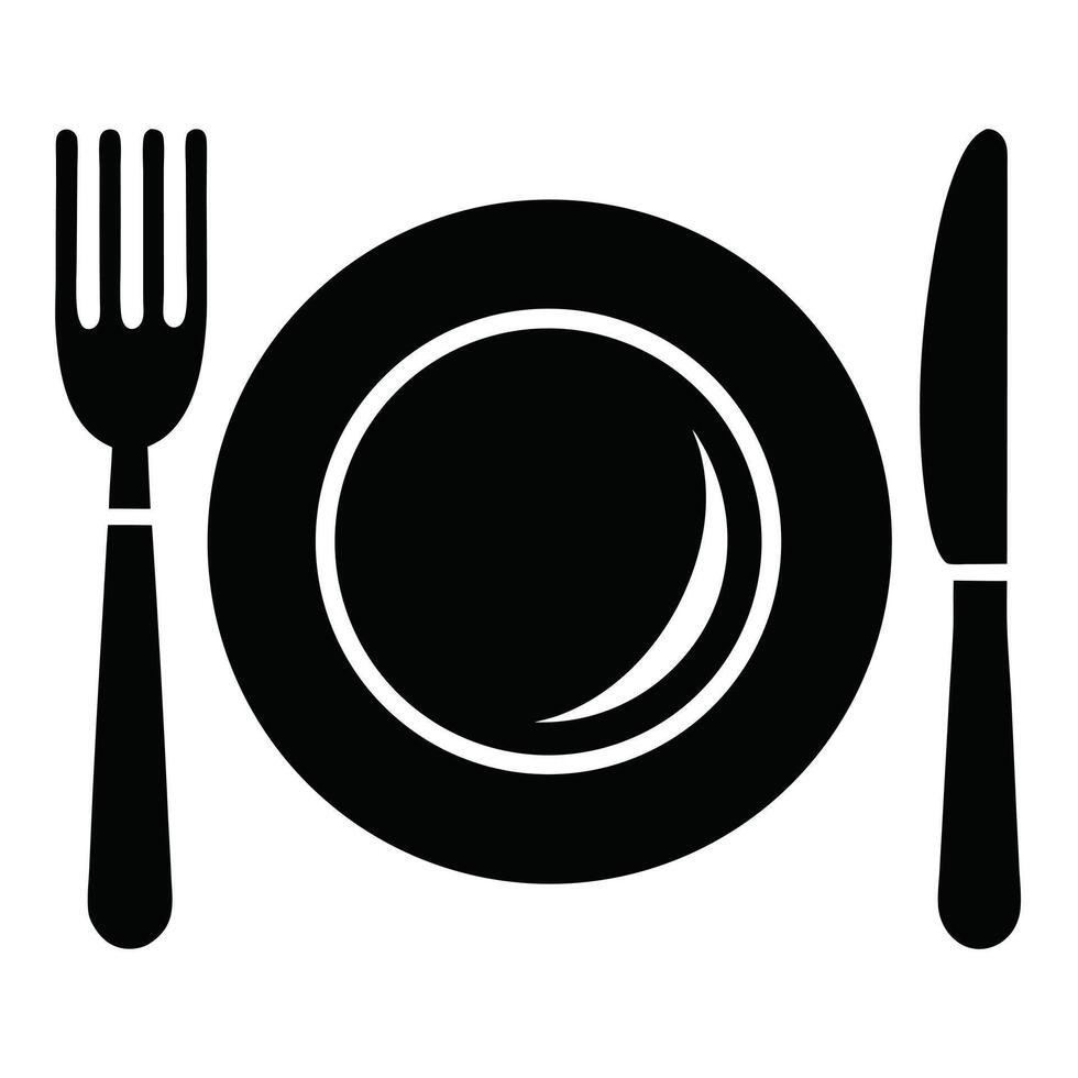Simple Place Setting Black And White vector