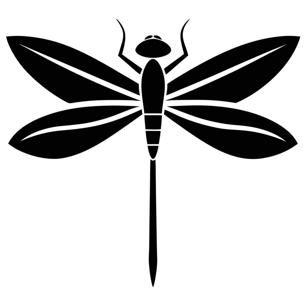 Elegant Black Dragonfly Illustration Graphic vector