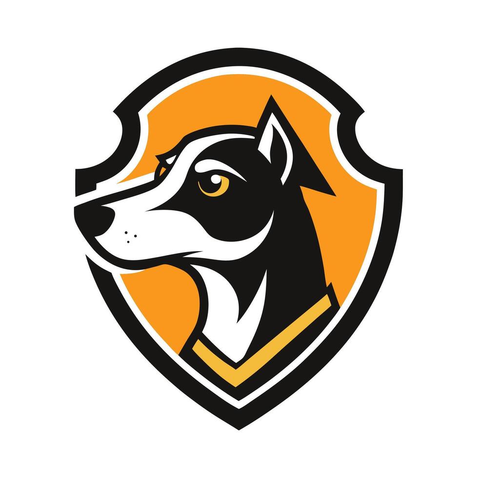 Dog Head Logo Shield Design vector