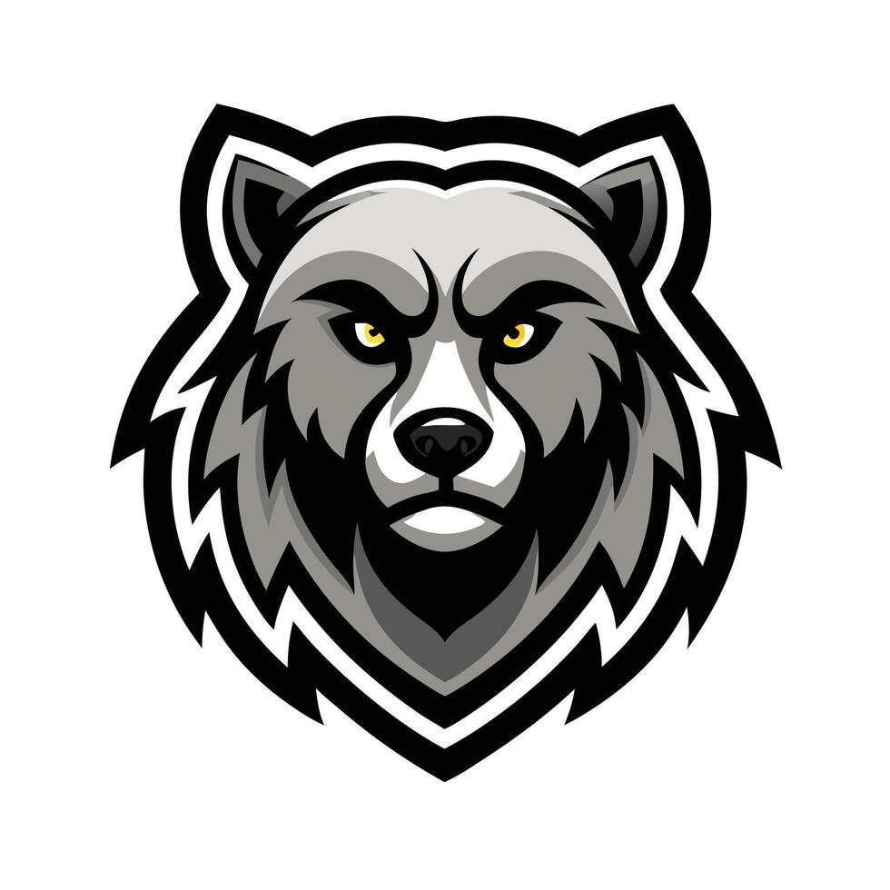Grizzly Bear Mascot Grayscale Design vector