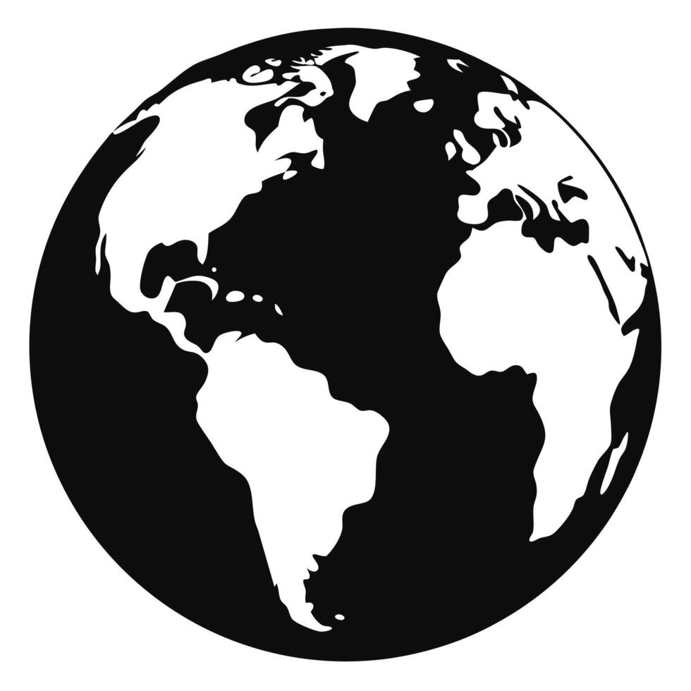 Earth Globe Graphic Black And White vector