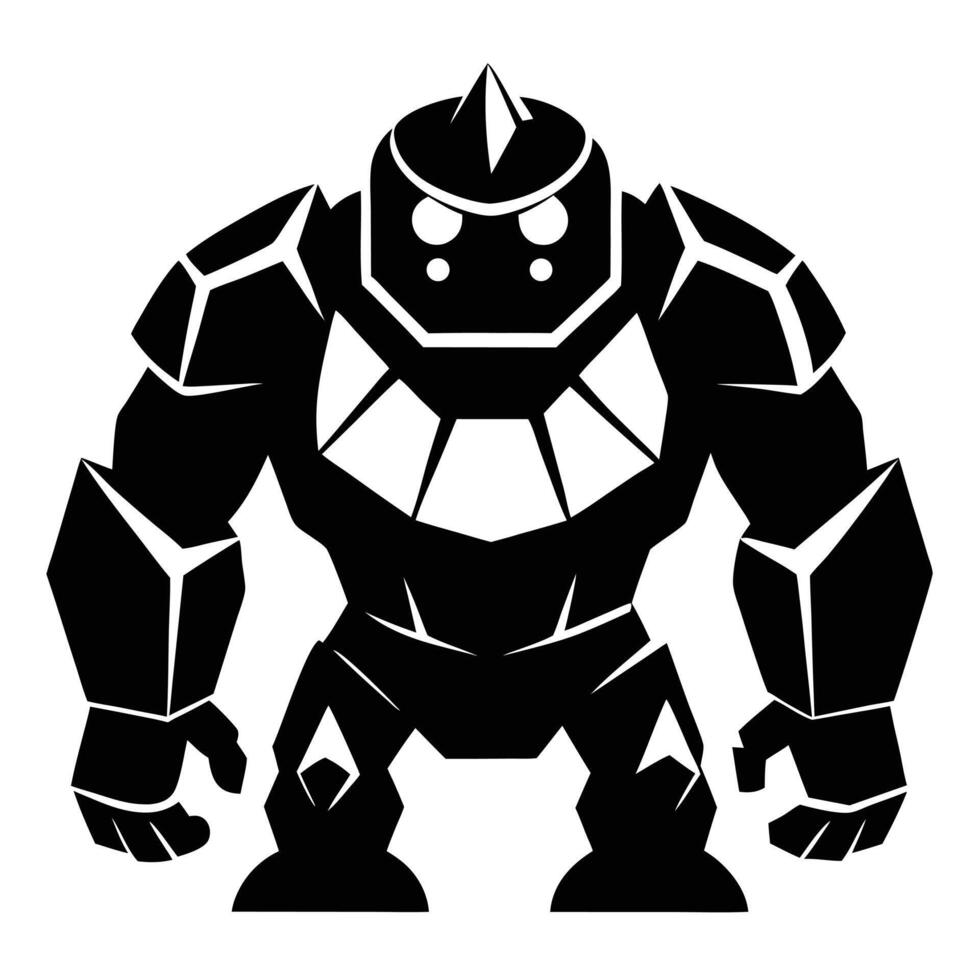 Stone Golem Monster Black And White vector