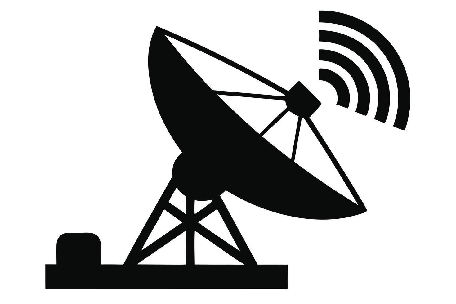 Satellite Dish Broadcasting Signal Silhouette vector