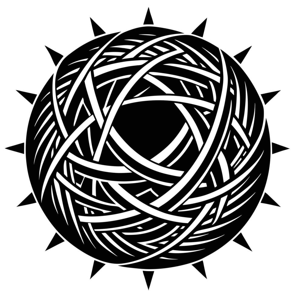 Abstract Spiked Ball Black And White vector