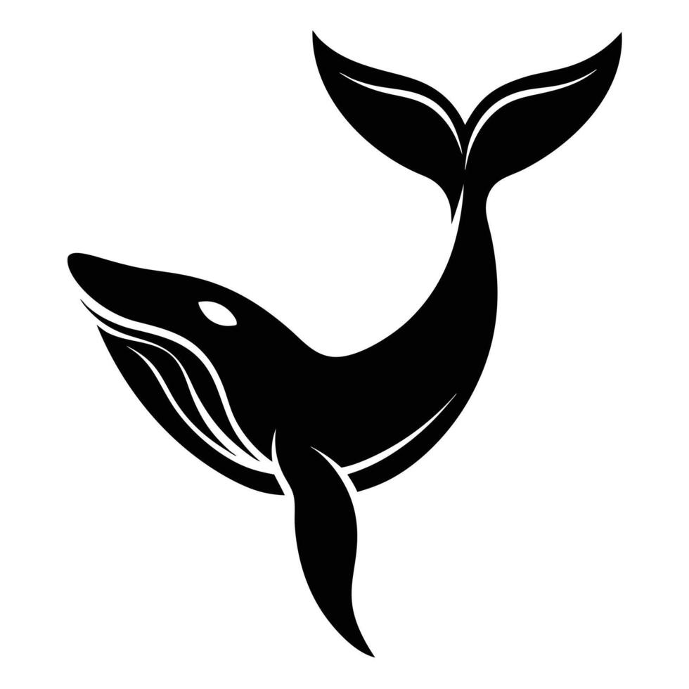 Whale Silhouette Aquatic Marine Mammal Design vector